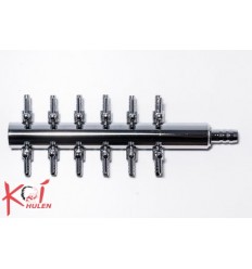 Luftfordeler 12 i metal med tilslutning 8mm input og output 12 x 4 mm