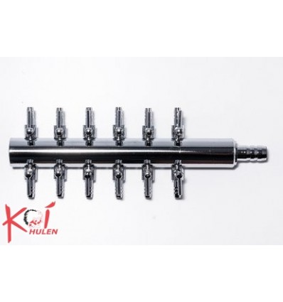 Luftfordeler 12 i metal med tilslutning 8mm input og output 12 x 4 mm